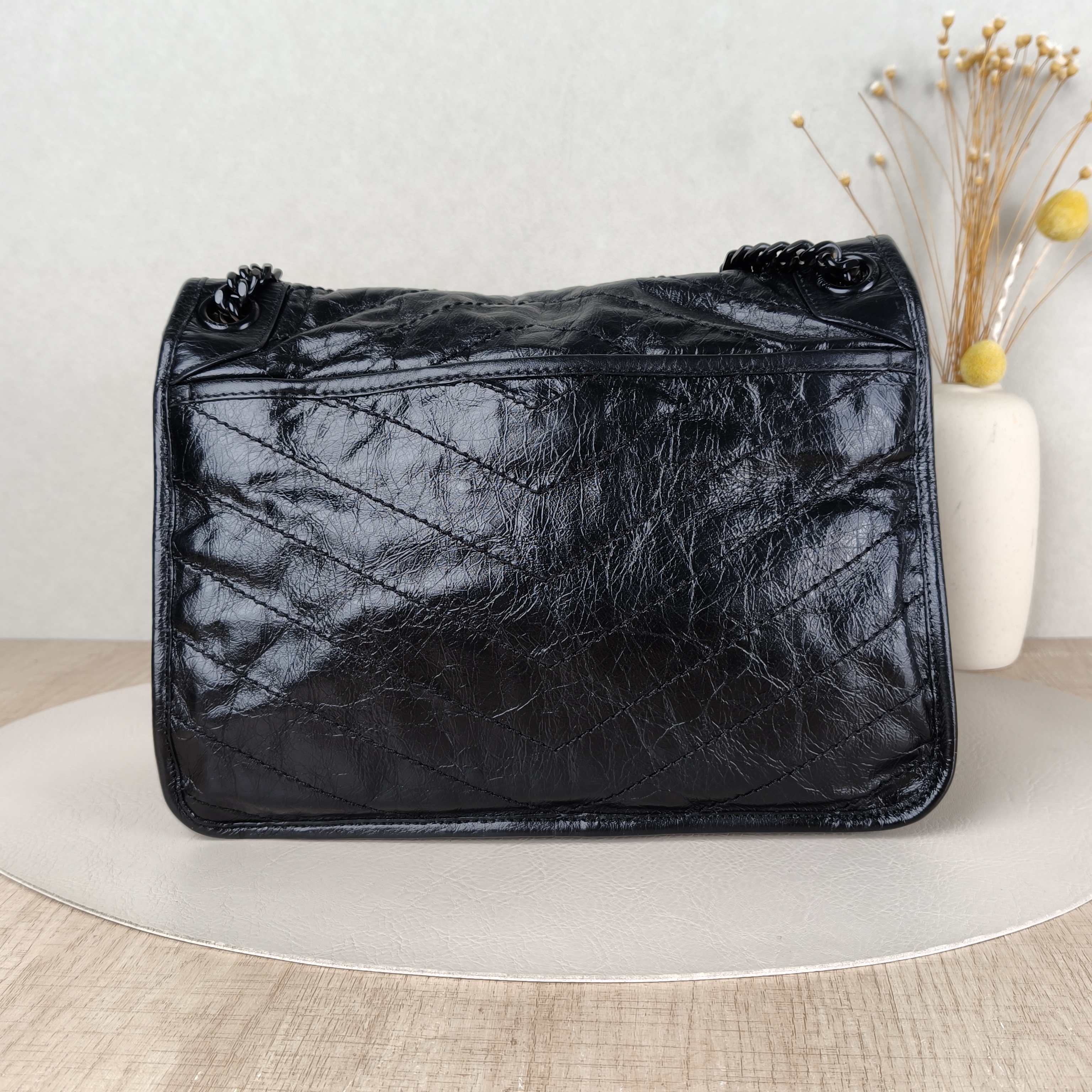 SAINT LAURENT Crossbody Bag Niki Black Waxed Leather Calfskin Medium28 × 8.5 × 20 cm — cover view 5 of 5