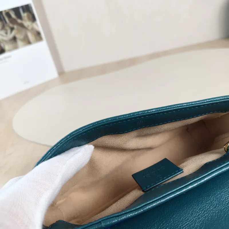 GUCCI Crossbody Bag GG Marmont Mini Marmont Mini Blue Calfskin Mini 16.5 × 4.5 × 9.5 cm — detail view 10 of 11