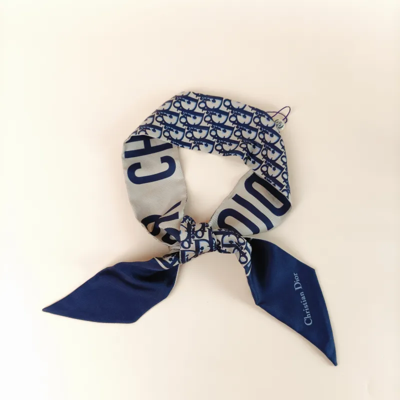 DIOR twilly Blue Monogram Silk One Size 97*6cm