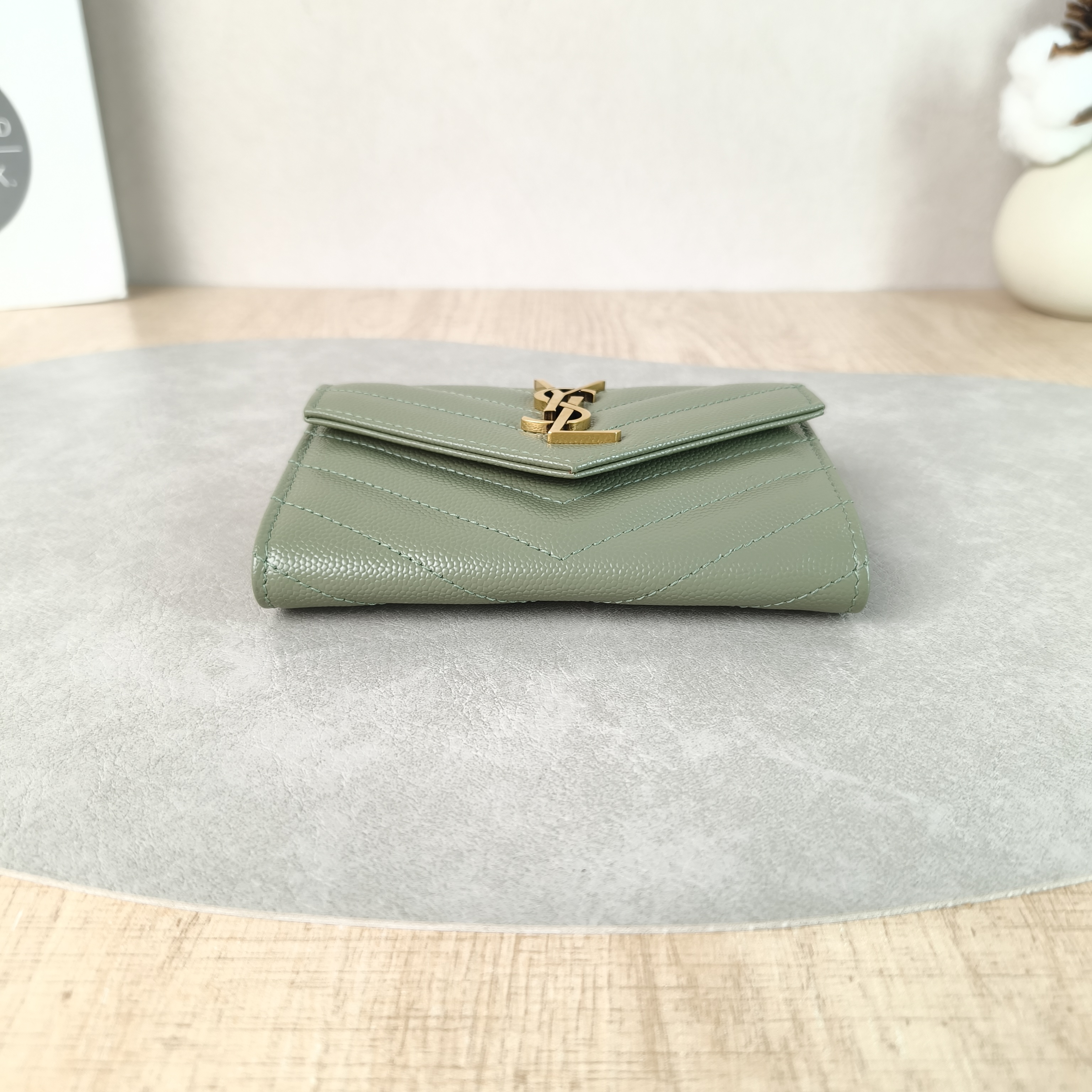 SAINT LAURENT Wallet Wallet Green Grained Calfskin One Size13 × 2 × 9 cm — cover view 2 of 5