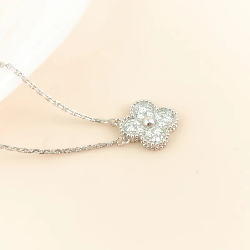 Van Cleef & Arpels Necklace Alhambra Alhambra Collection Pavé Diamond White Gold 18KW hite Gold Diamond Vintage Small 42cm — cover view 9 of 11