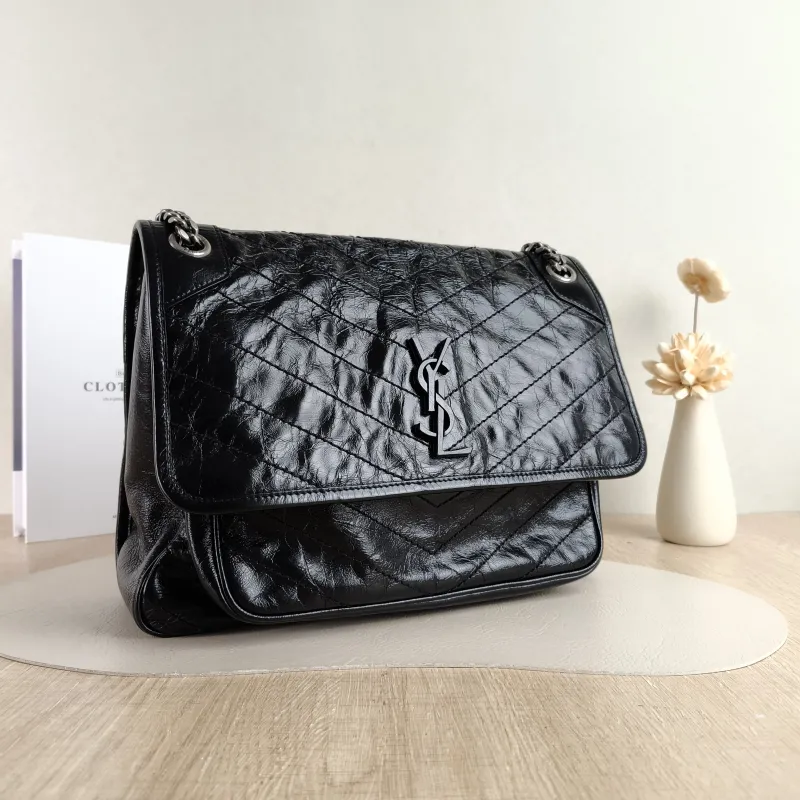SAINT LAURENT Crossbody Bag Niki D Waxed Leather Calfskin Large 32 × 9 × 23 cm — cover view 3 of 5