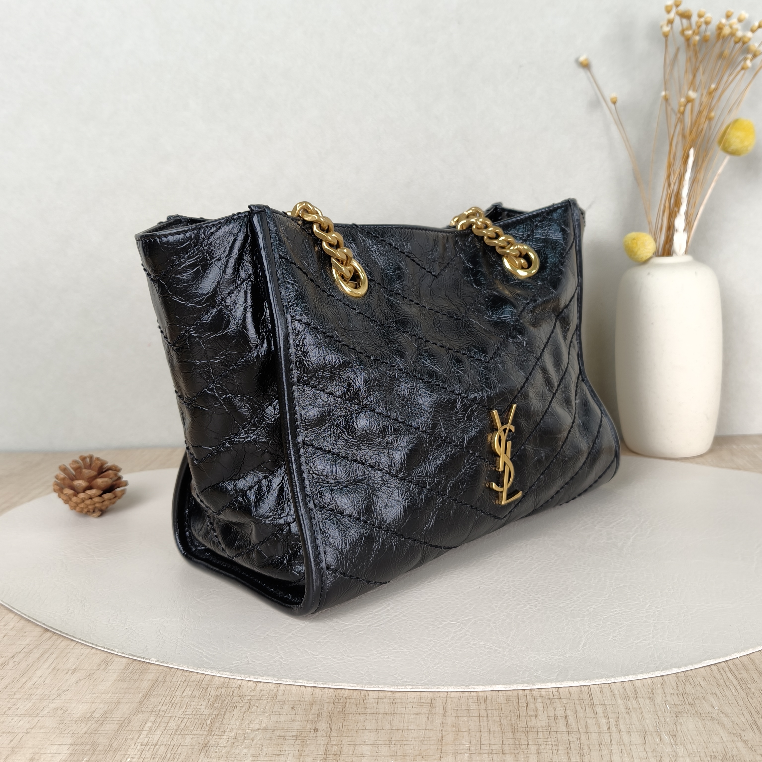 SAINT LAURENT Shoulder Bag Niki Shopping Tote Black Calfskin Small25 × 10 × 19 cm — cover view 3 of 5