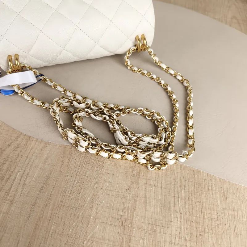 Chanel Crossbody Bag 22k White Grained Calfskin Small Edition 20 × 8.5 × 14.5 cm — detail view 6 of 11