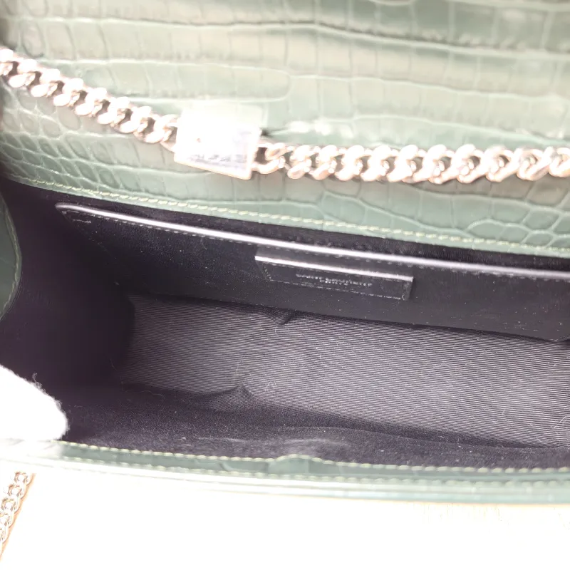 SAINT LAURENT Crossbody Bag KATE Edition Green Calfskin Medium 24 × 5.5 × 14.5 cm — detail view 9 of 12