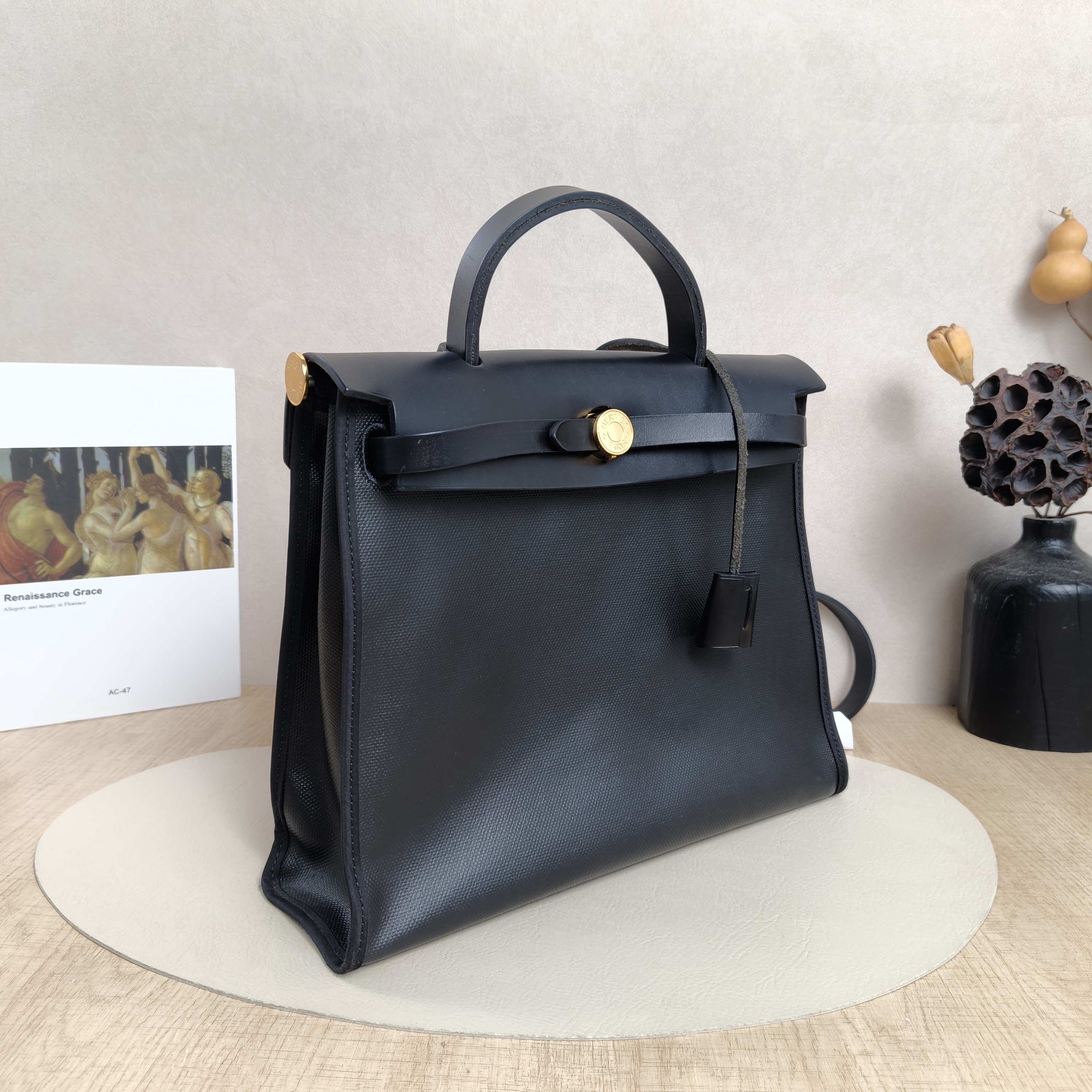 Hermès Crossbody Bag Herbag 31Black PVC Medium30.5 × 11 × 25.5 cm — cover view 4 of 6