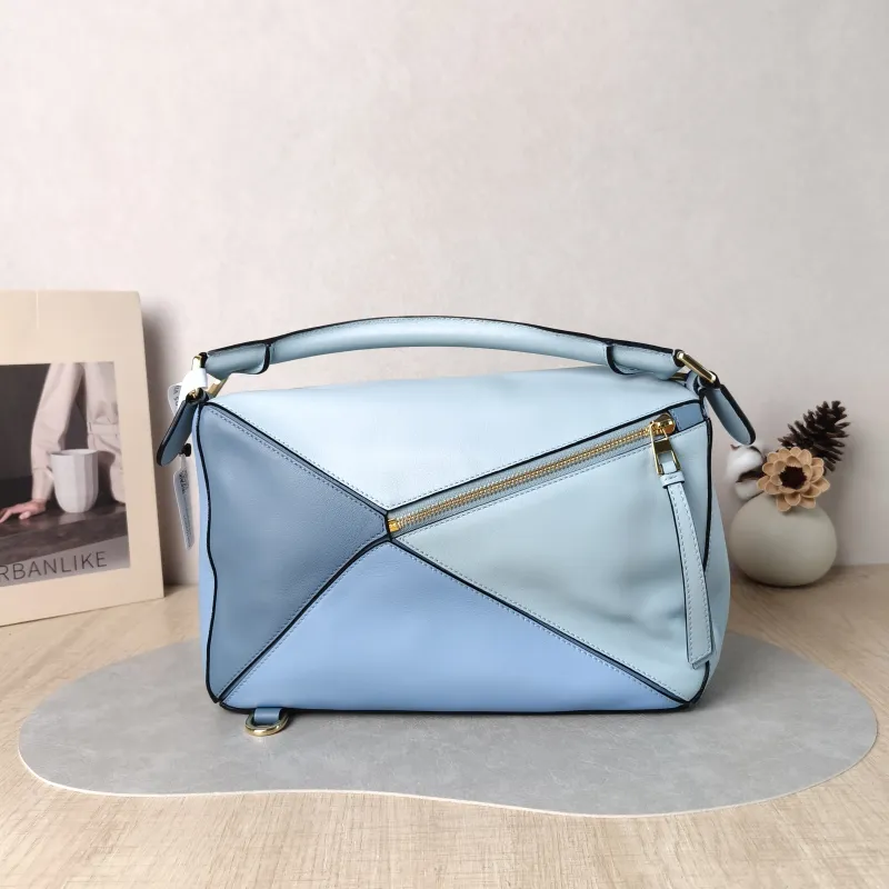 LOEWE Crossbody Bag Puzzle Blue Calfskin Medium 29 × 14 × 19.5 cm — cover view 6 of 6