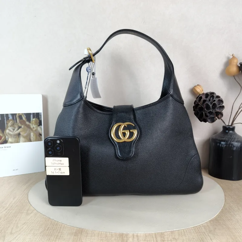 GUCCI Shoulder Bag Aphrodite Hobo Black Calfskin Medium 39 × 2 × 38 cm — cover view 3 of 5