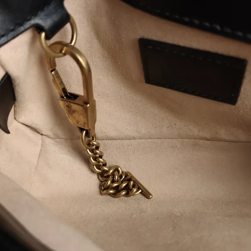 GUCCI Crossbody Bag GG Marmont Mini Marmont Mini Black Calfskin Mini 16.5 × 4.5 × 9.5 cm — detail view 4 of 12