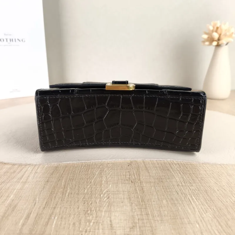 BALENCIAGA Crossbody Bag Hourglass Hourglass Bag Black CC alfskin Mini 19 × 8 × 13 cm — cover view 2 of 5