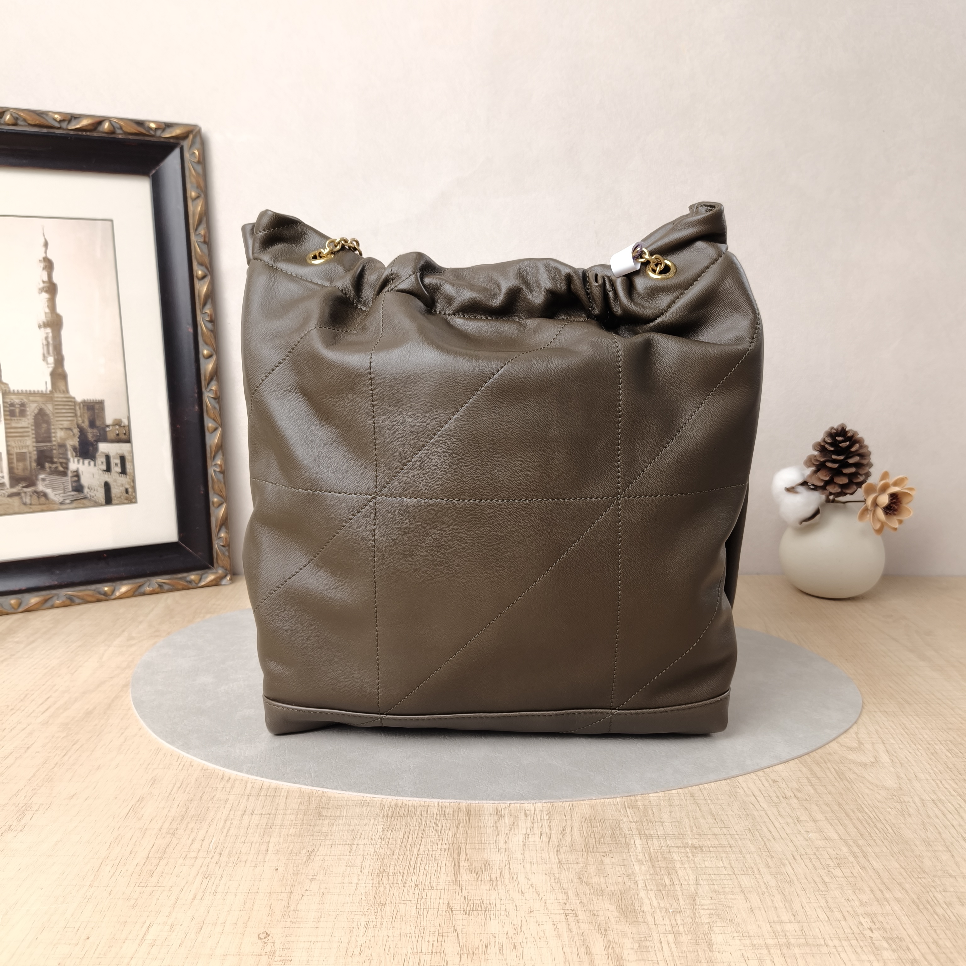 SAINT LAURENT Shoulder Bag JAMIE POCHON Green Lambskin Medium27 × 3 × 34 cm — cover view 3 of 5