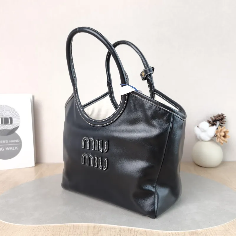 Miumiu Shoulder Bag IVY Tote Shopping Tote Black CC alfskin Small 22 × 12 × 23.5 cm — cover view 6 of 6