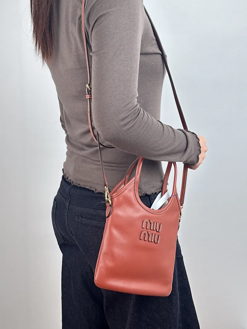 Miumiu Shoulder Bag IVY Tote Shopping Tote Calfskin Mini 20*24 — on-model view 1 of 2