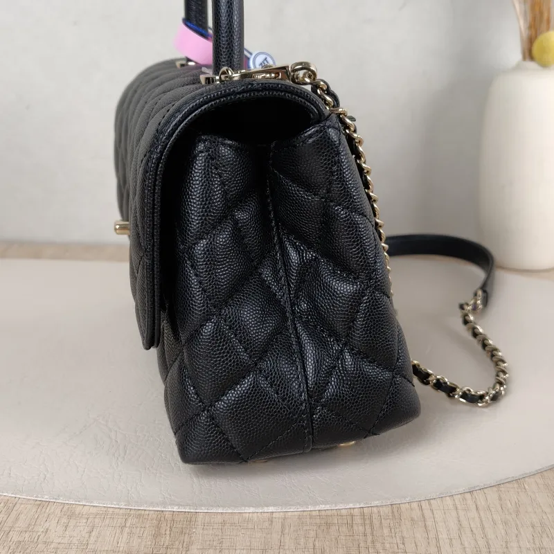 Chanel Top Handle Bag Coco Handle​ Black Grained Calfskin Small 24 × 10 × 14 cm — detail view 10 of 14