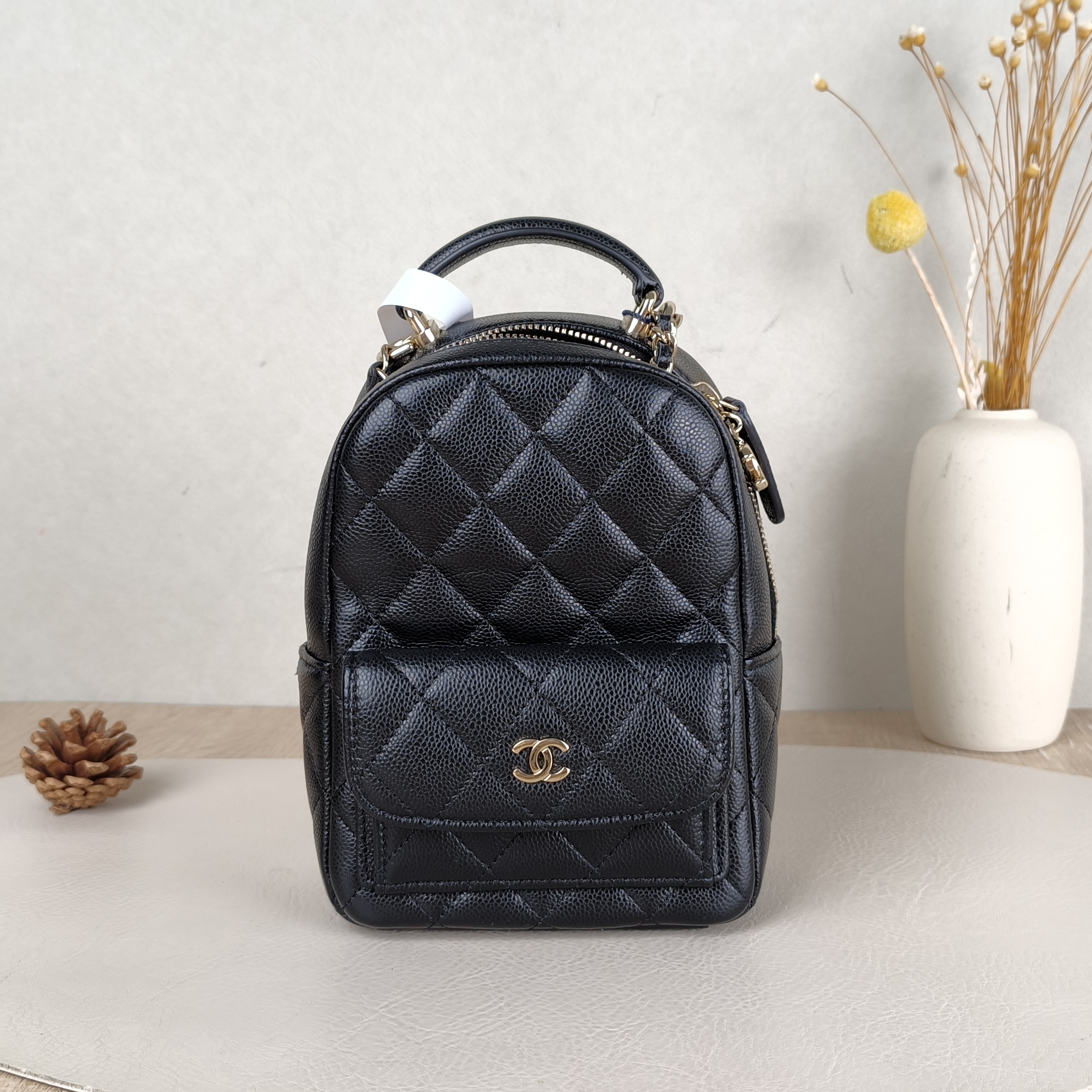 Chanel Backpack mini Backpack Collection Black Grained Calfskin One Size13 × 9 × 18 cm