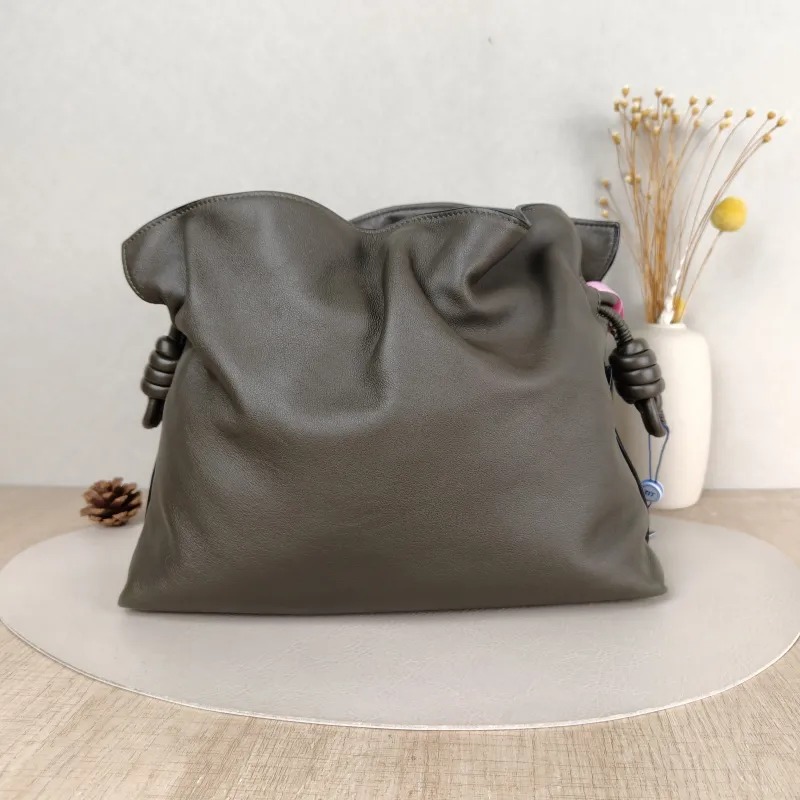 LOEWE Crossbody Bag Flamenco Green Calfskin Medium 30 × 10.5 × 24.5 cm — cover view 4 of 5