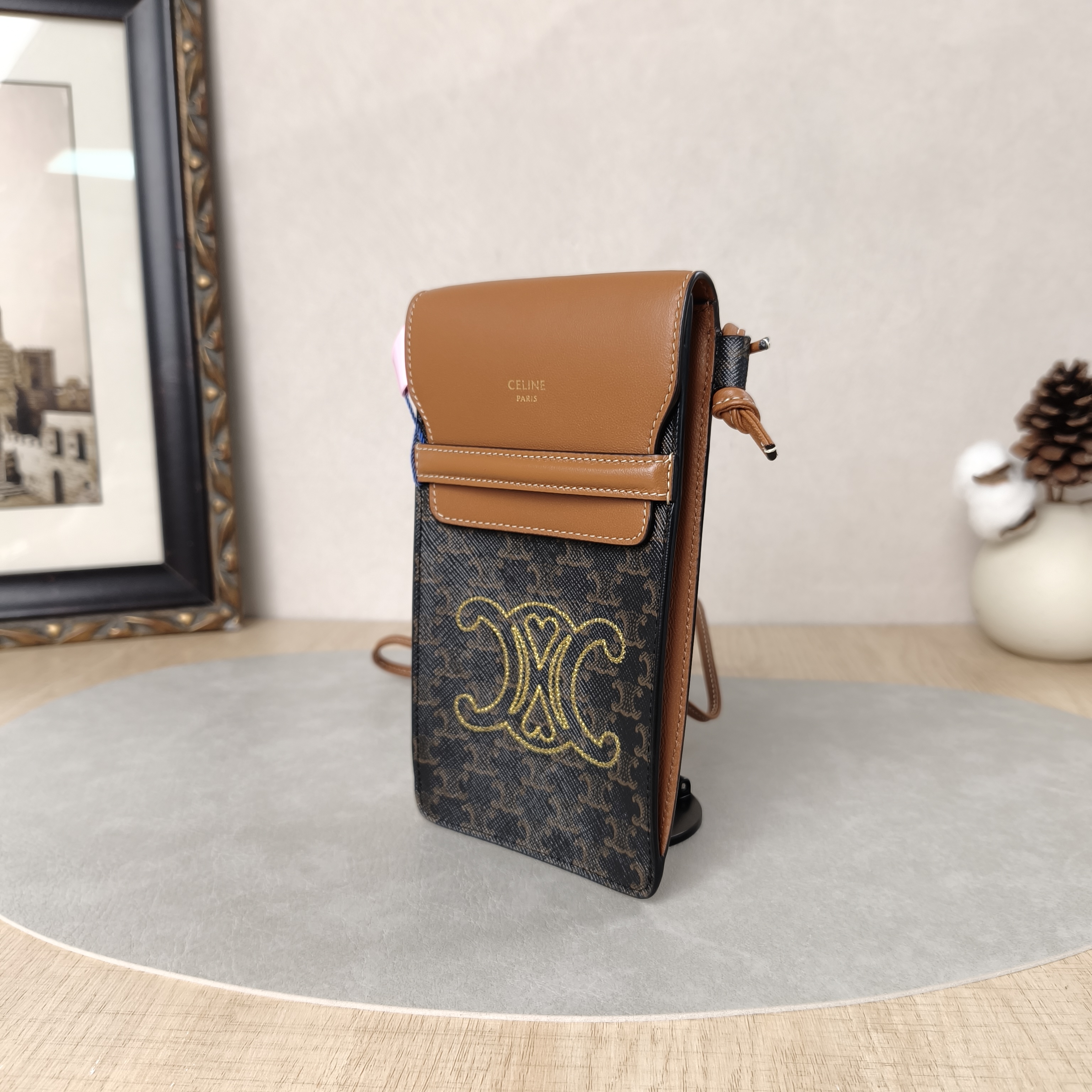 CELINE Crossbody Bag Triomphe Embroidered Edition Monogram PV Cmini10 × 2 × 18 cm — cover view 3 of 6
