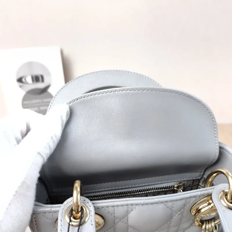 DIOR Crossbody Bag Lady Lady Dior Bag Grey Lambskin Mini 17 × 7 × 15 cm — detail view 4 of 12