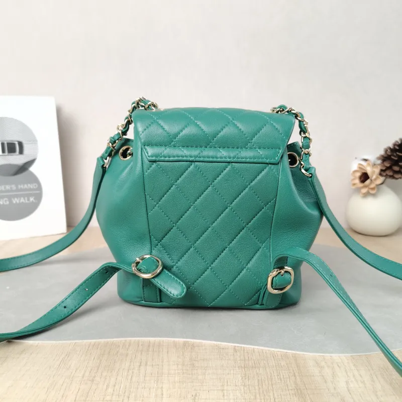 Chanel Backpack Duma Green Lambskin Small 18 × 12 × 18.5 cm — cover view 5 of 5