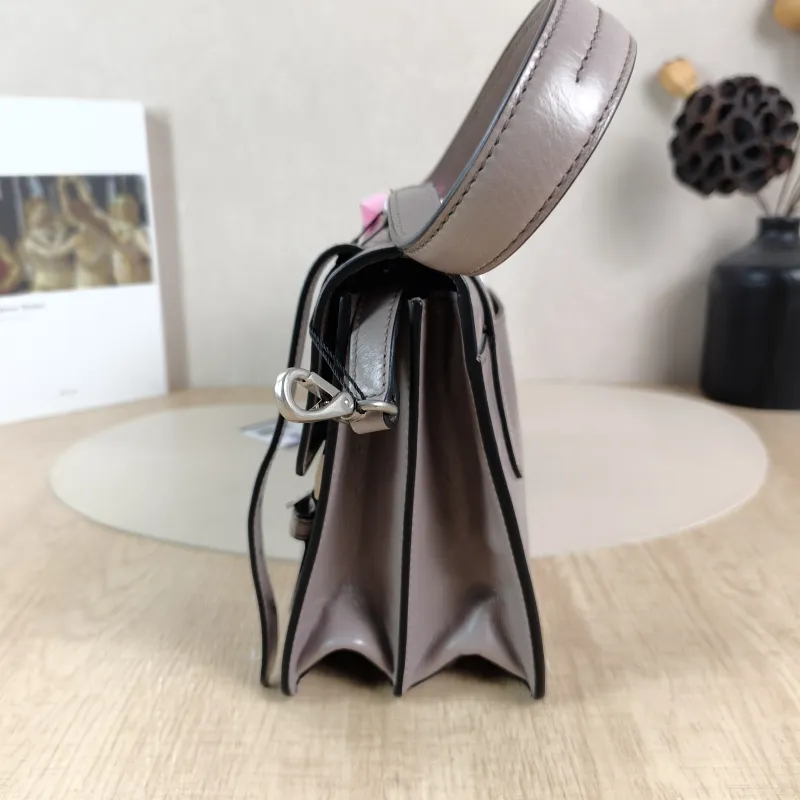 PRADA Shoulder Bag Shoulder Bag Grey Waxed Leather Calfskin One Size 32 × 10 × 17 cm — detail view 15 of 15