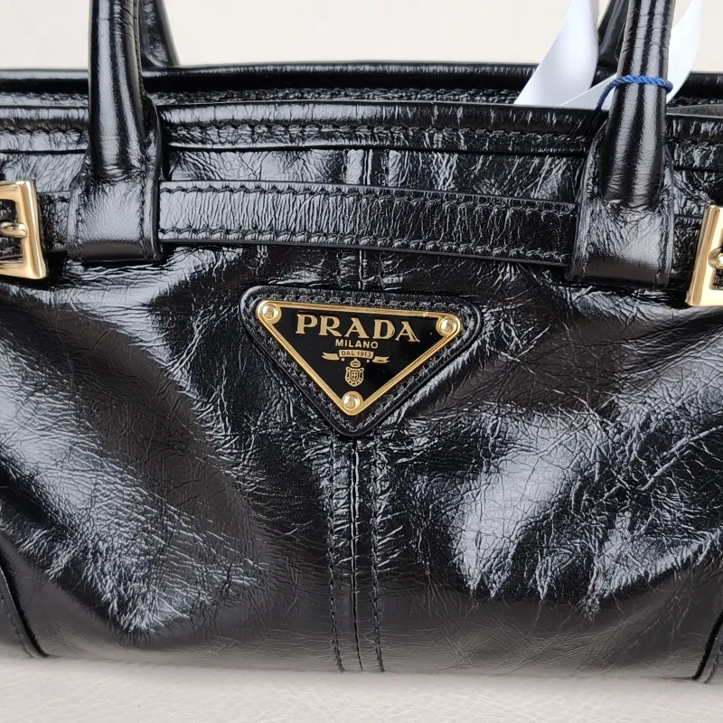 PRADA Shoulder Bag Bonnie Soft Lux Black Waxed Leathermini23.5 × 9 × 12 cm — detail view 2 of 13