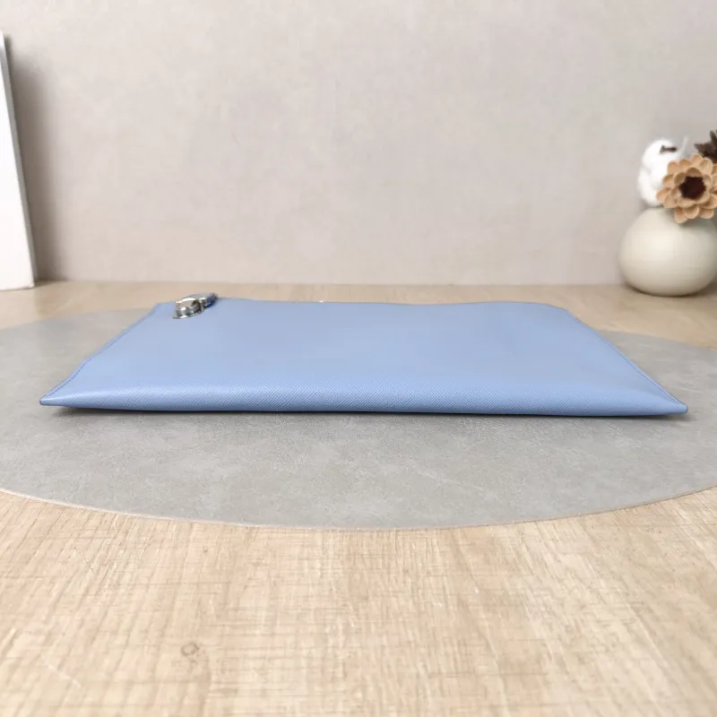 PRADA Clutch Clutch Blue Calfskin 30*19 — cover view 2 of 6