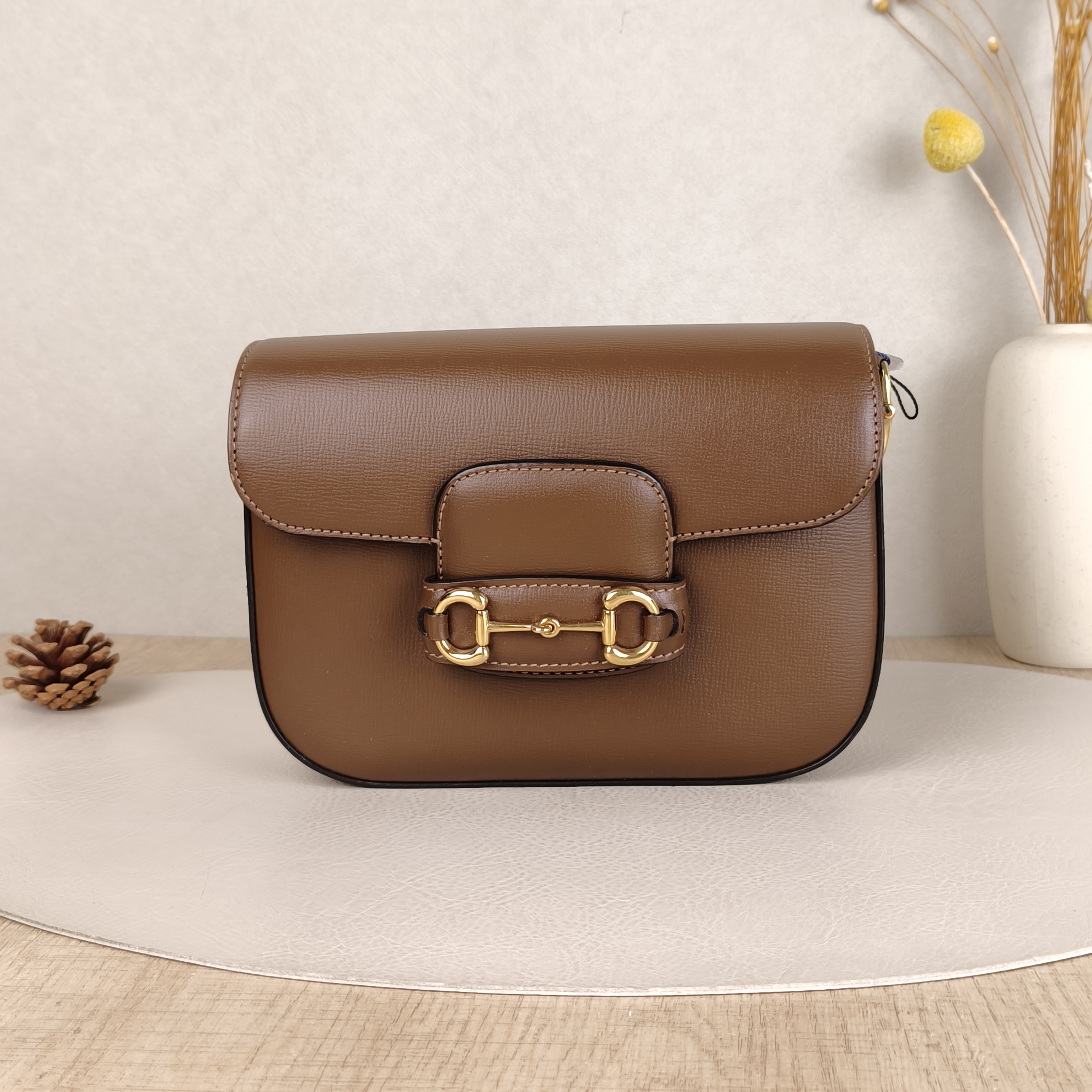 GUCCI Crossbody Bag Horsebit 1955 Horsebit Small Brown Calfskin Small20.5 × 5 × 14.5 cm