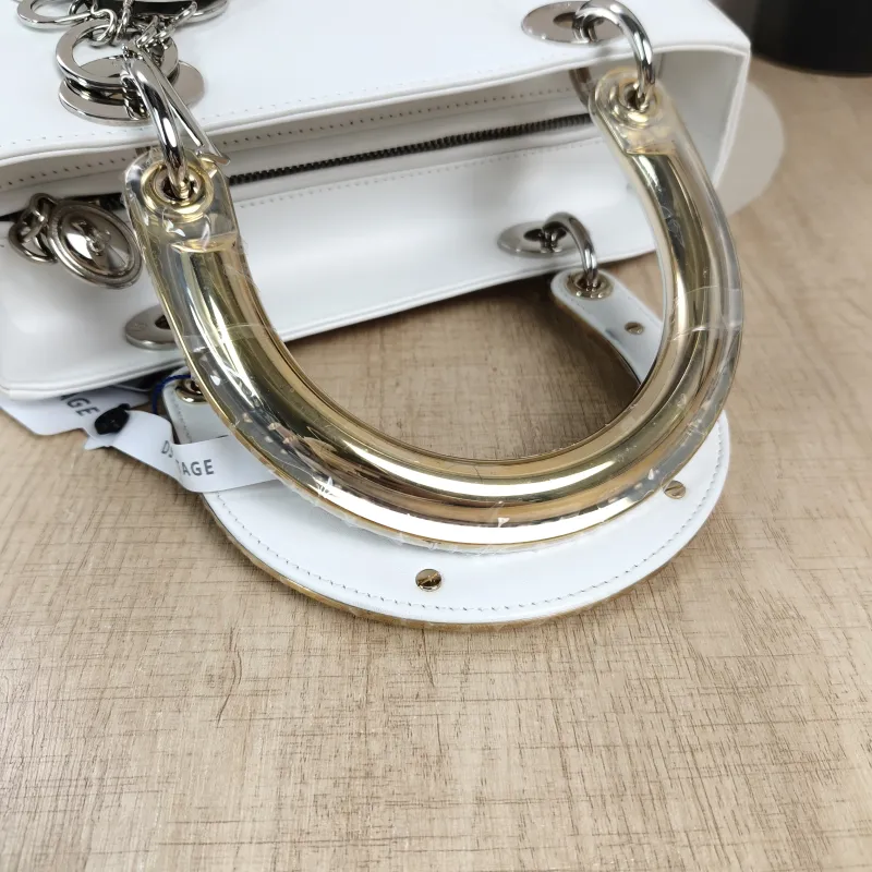 DIOR Top Handle Bag Lady Lady Dior Bag White Calfskin Medium24 × 12 × 21 cm — detail view 13 of 14