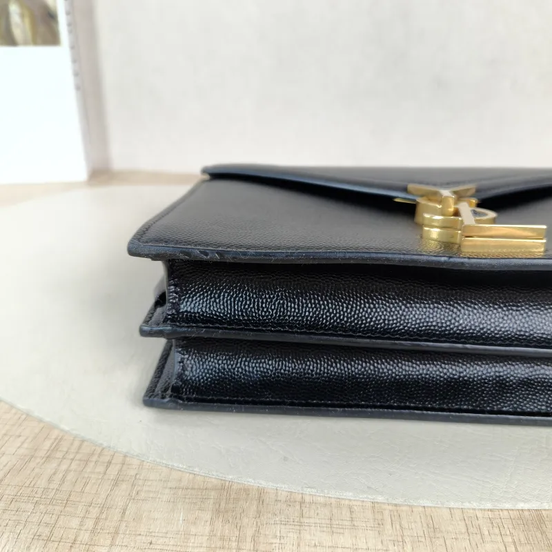 SAINT LAURENT Crossbody Bag Cassandra Black Grained Calfskin Medium 22 × 5.5 × 16.5 cm — detail view 13 of 13