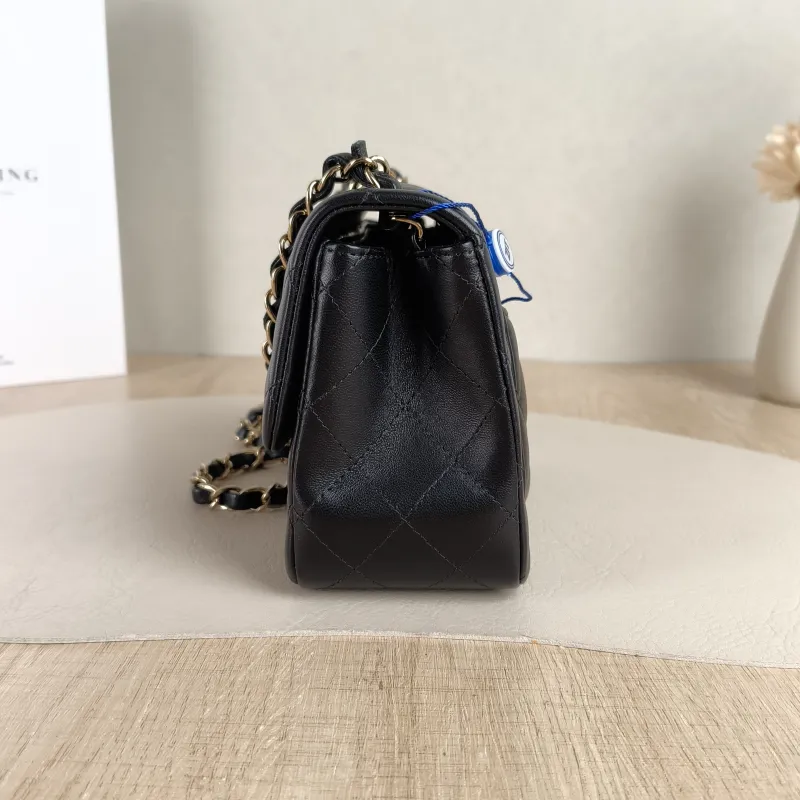 Chanel Crossbody Bag Classic Flap Mini CF Mini Black SL ambskin Mini 17 × 8 × 13.5 cm — detail view 8 of 14