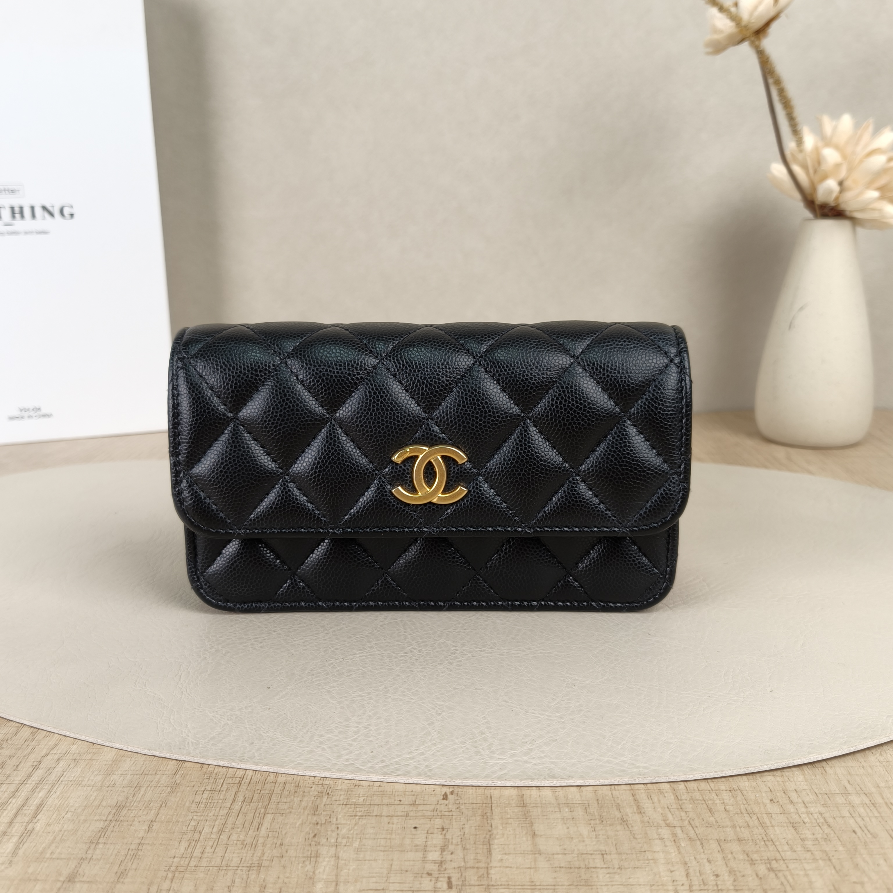 Chanel Crossbody Bagcf Collection Crossbody Bag Black Calfskin One Size17 × 3 × 9.5 cm