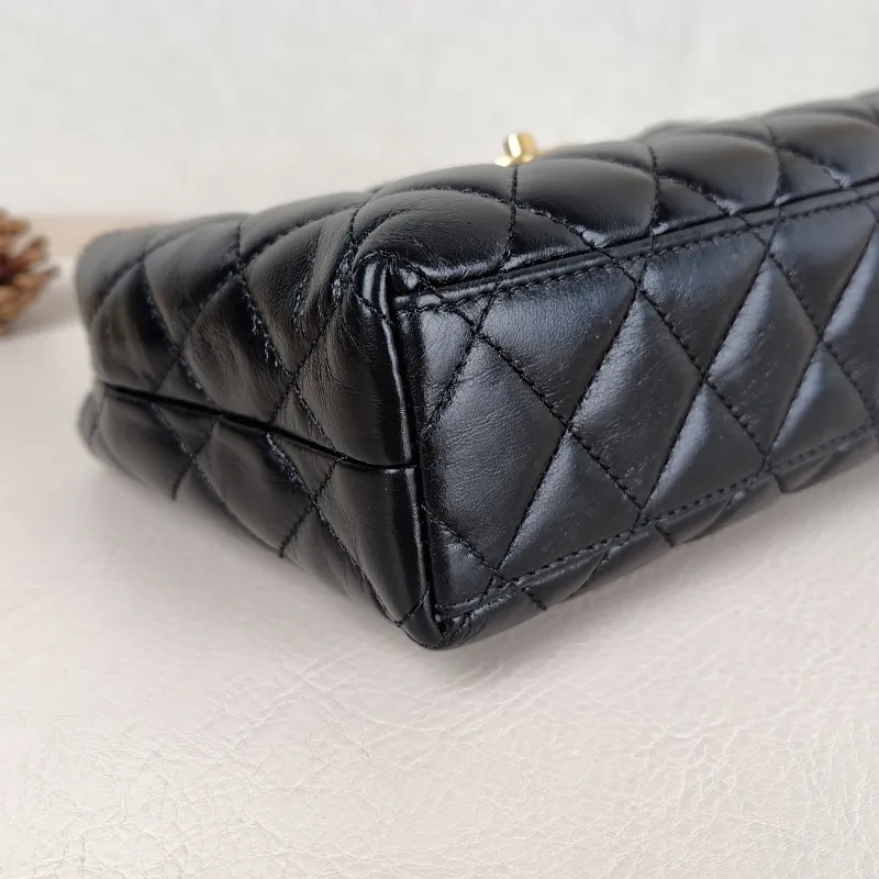 Chanel Shoulder Bag Kelly Black Waxed Leather Small 19 × 7 × 13 cm — detail view 12 of 12