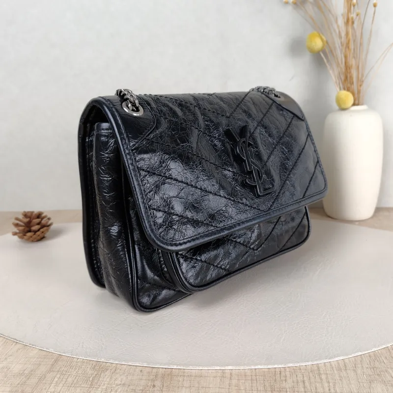 SAINT LAURENT Crossbody Bag Niki Black Waxed Leather Calfskin Small 21 × 7.5 × 16 cm — cover view 2 of 5