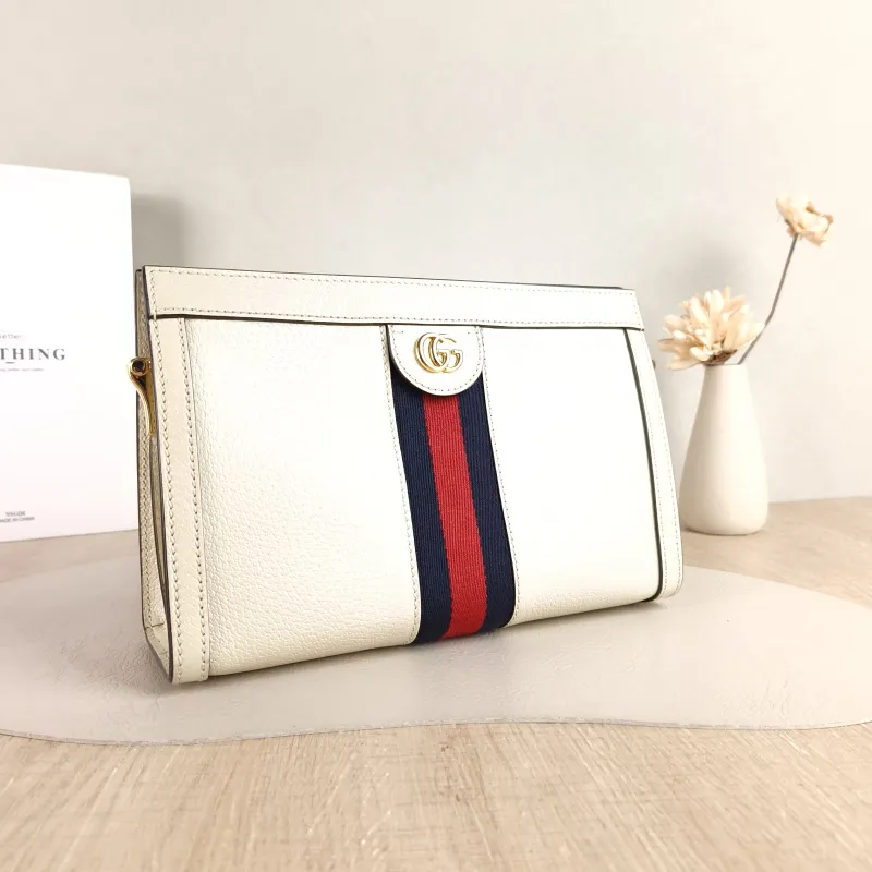 GUCCI Crossbody Bag Ophidia White Calfskin 26 × 8 × 17 cm — cover view 4 of 5