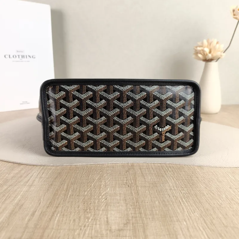 GOYARD Top Handle Bag ANJOU Shopping Tote Black ine Canvas Mini 19.5 × 9 × 19.5 cm — cover view 4 of 5