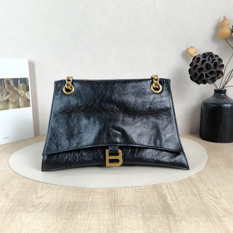 BALENCIAGA Shoulder Bag CRUSH Chain Bag Black CC alfskin Medium30 × 13 × 20 cm