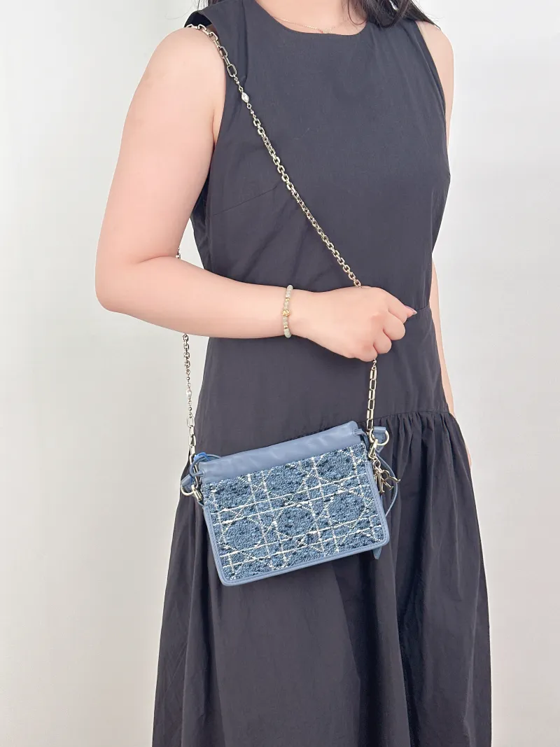 DIOR Shoulder Bag Shoulder Bag Blue Calfskin19 × 4 × 14 cm — on-model view 1 of 3