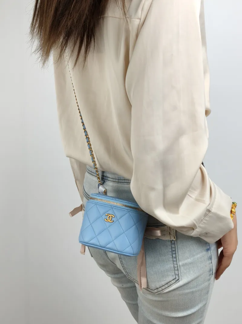 Chanel Crossbody Bag Edition Blue Lambskin One Size 10 × 7 × 9 cm 31 — on-model view 2 of 2