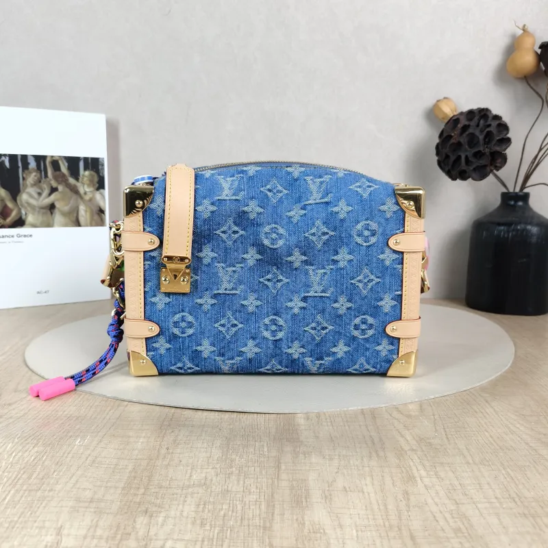 Louis Vuitton Shoulder Bag Side Trunk Box Blue Medium 23.5 × 8.5 × 16 cm