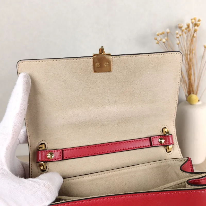 FENDI Crossbody Bag Crossbody Bag Red Calfskin One Size 19 × 7 × 15 cm — detail view 13 of 13
