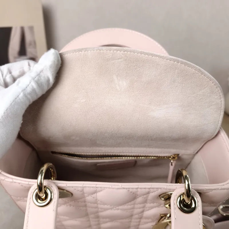 DIOR Top Handle Bag Pink Lambskin Small 20 × 8 × 18 cm — detail view 11 of 12