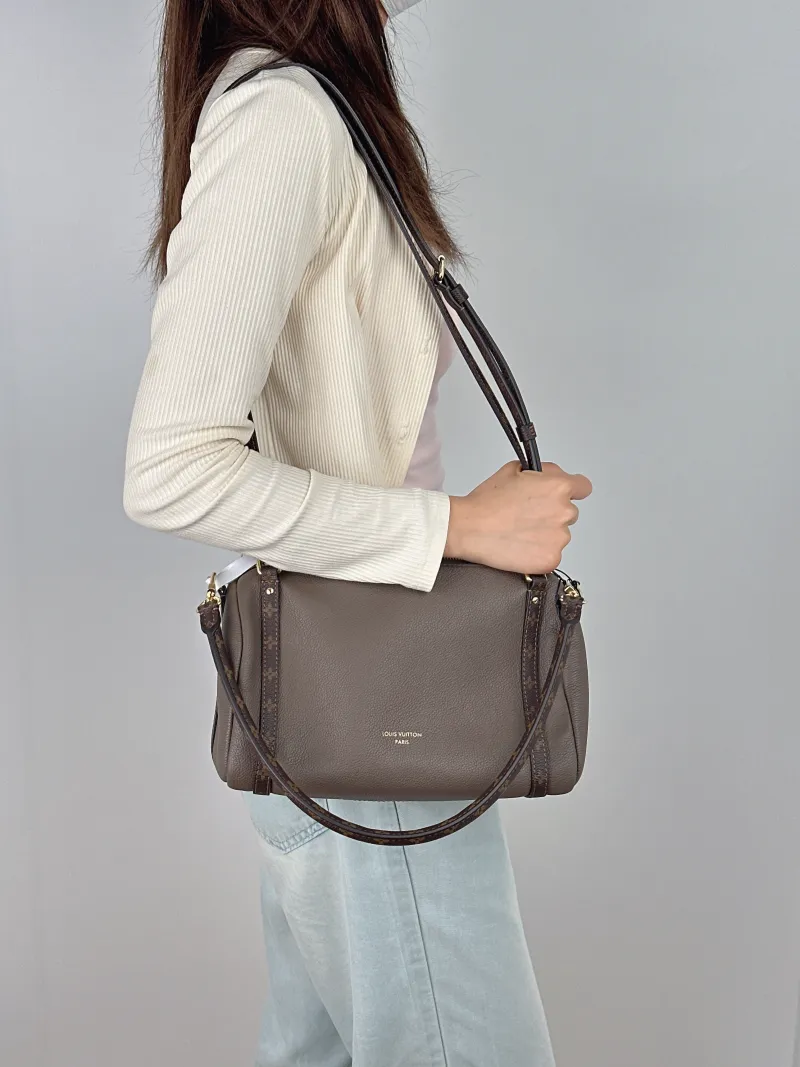 Louis Vuitton Shoulder Bag EXPRESS Shoulder Bag Grey Calfskin Small 26 × 13.5 × 17 cm — on-model view 1 of 2