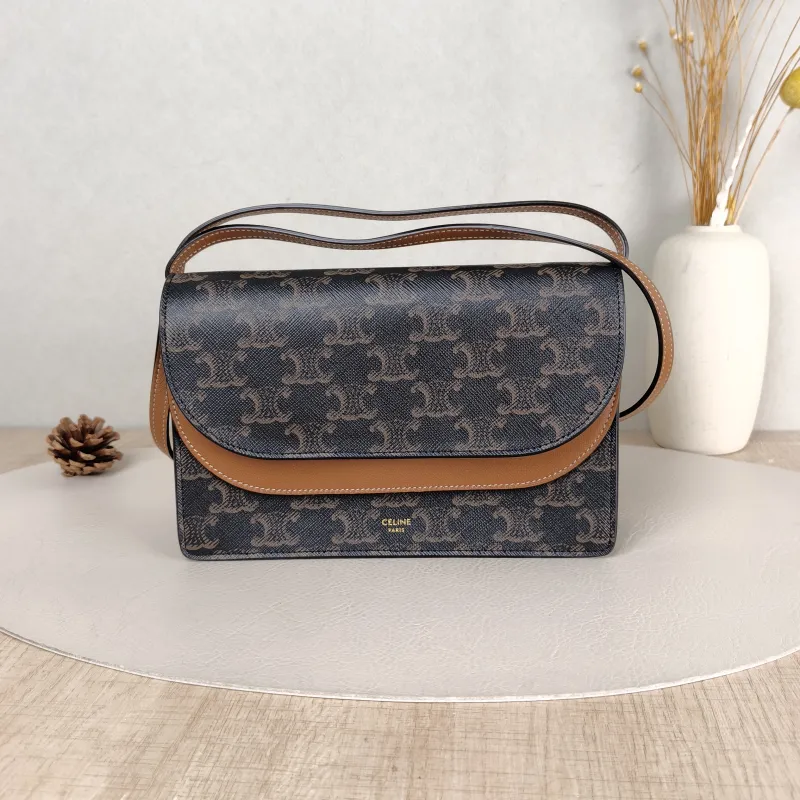 CELINE Crossbody Bag TRIOMPHE Clutchwoc Monogram PVC 20 × 6 × 12 cm