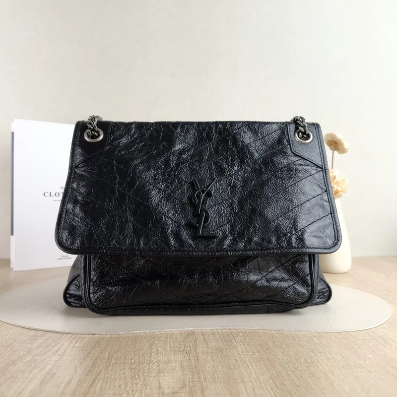 SAINT LAURENT Crossbody Bag Niki Black Calfskin Large 32 × 9 × 23 cm