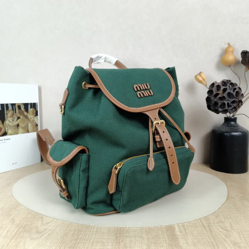 Miumiu Backpack Backpack Green Canvas Large25 × 12.5 × 29.5 cm — cover view 6 of 6