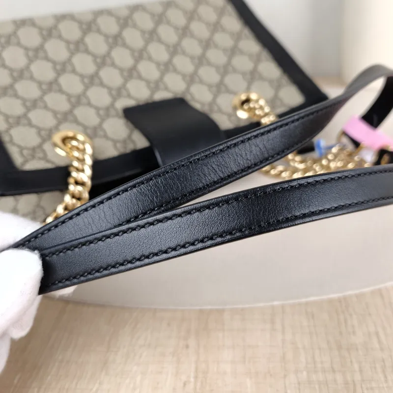 GUCCI Shoulder Bag Padlock Tote Black Monogram PVC Medium 26 × 10 × 18 cm — detail view 7 of 11