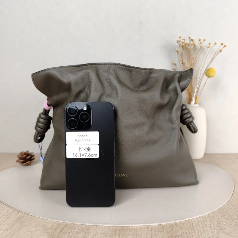 LOEWE Crossbody Bag Flamenco Green Calfskin Medium 30 × 10.5 × 24.5 cm — cover view 3 of 5