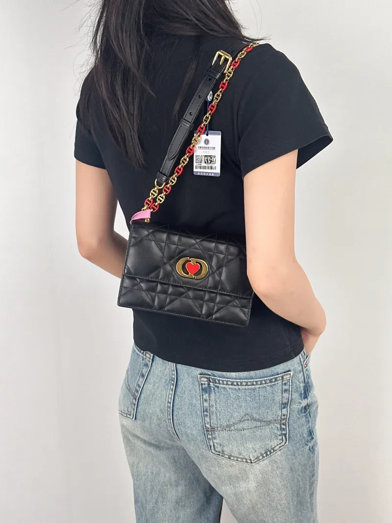 DIOR Crossbody Bag Miss Caro Chain Bag Black Lambskinmini18 × 5.5 × 12 cm — on-model view 2 of 3