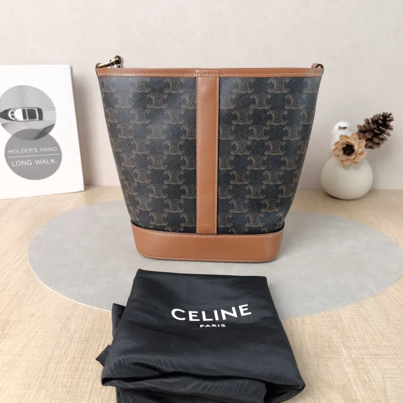 CELINE Crossbody Bag Triomphe Bucket Bag Monogram PVC Small22 × 13 × 26 cm — cover view 5 of 6