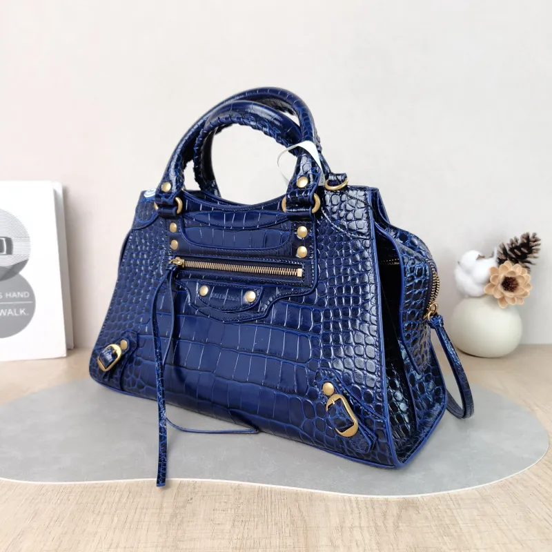 BALENCIAGA Crossbody Bag Neo Classic Blue Calfskin Small 33 × 15.5 × 21 cm — cover view 4 of 5